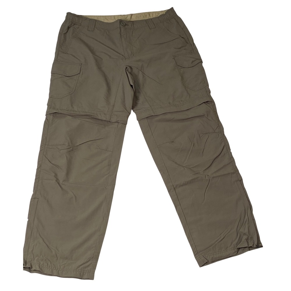 Eddie Bauer Travex Convertible Cargo Pants Mens XL x 34 Brown Hiking Zip Off